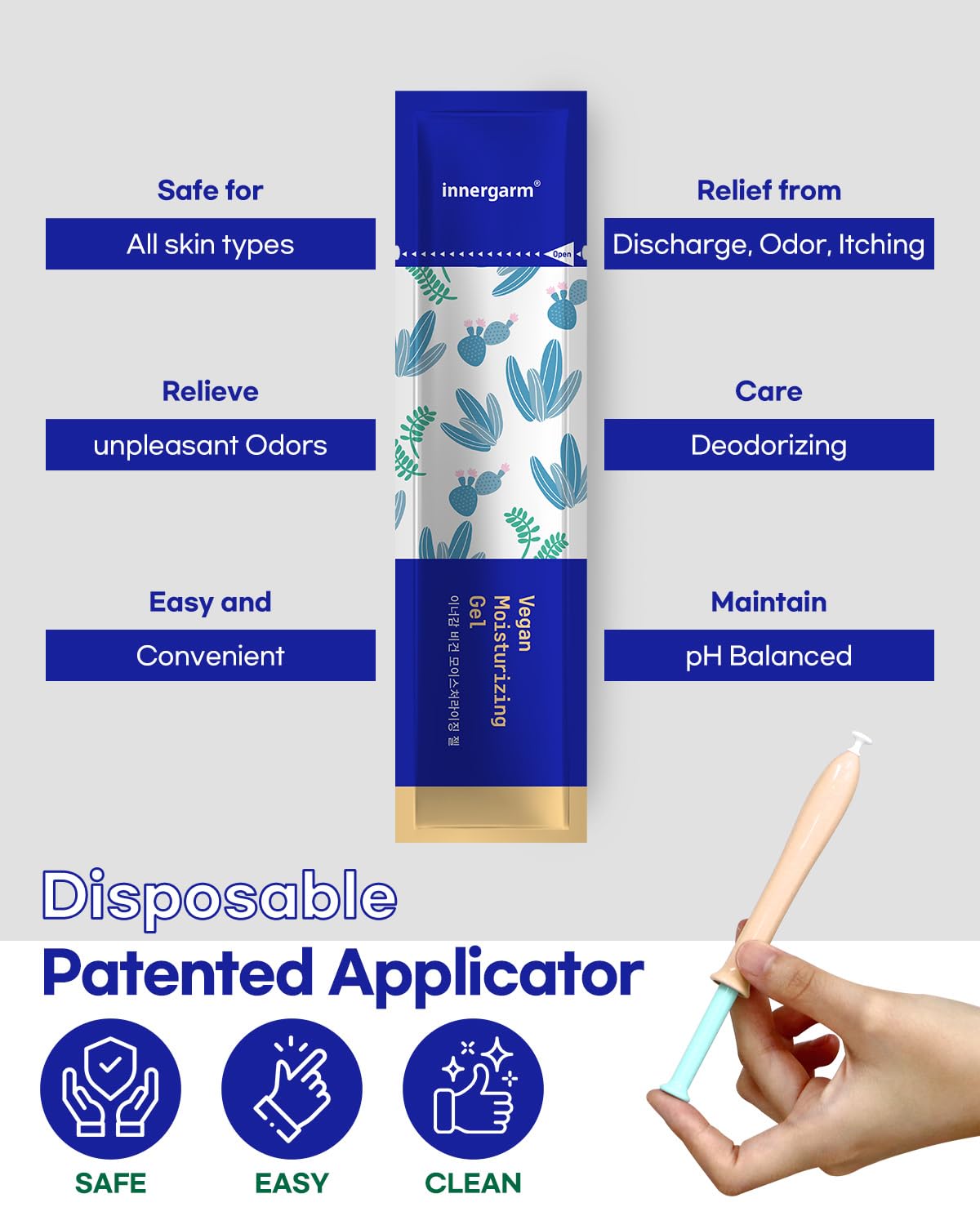 wettrust Innergarm Vegan Moisturizing Gel - pH Balanced Intimate Care for Women, Natural Ingredients, 6 Count